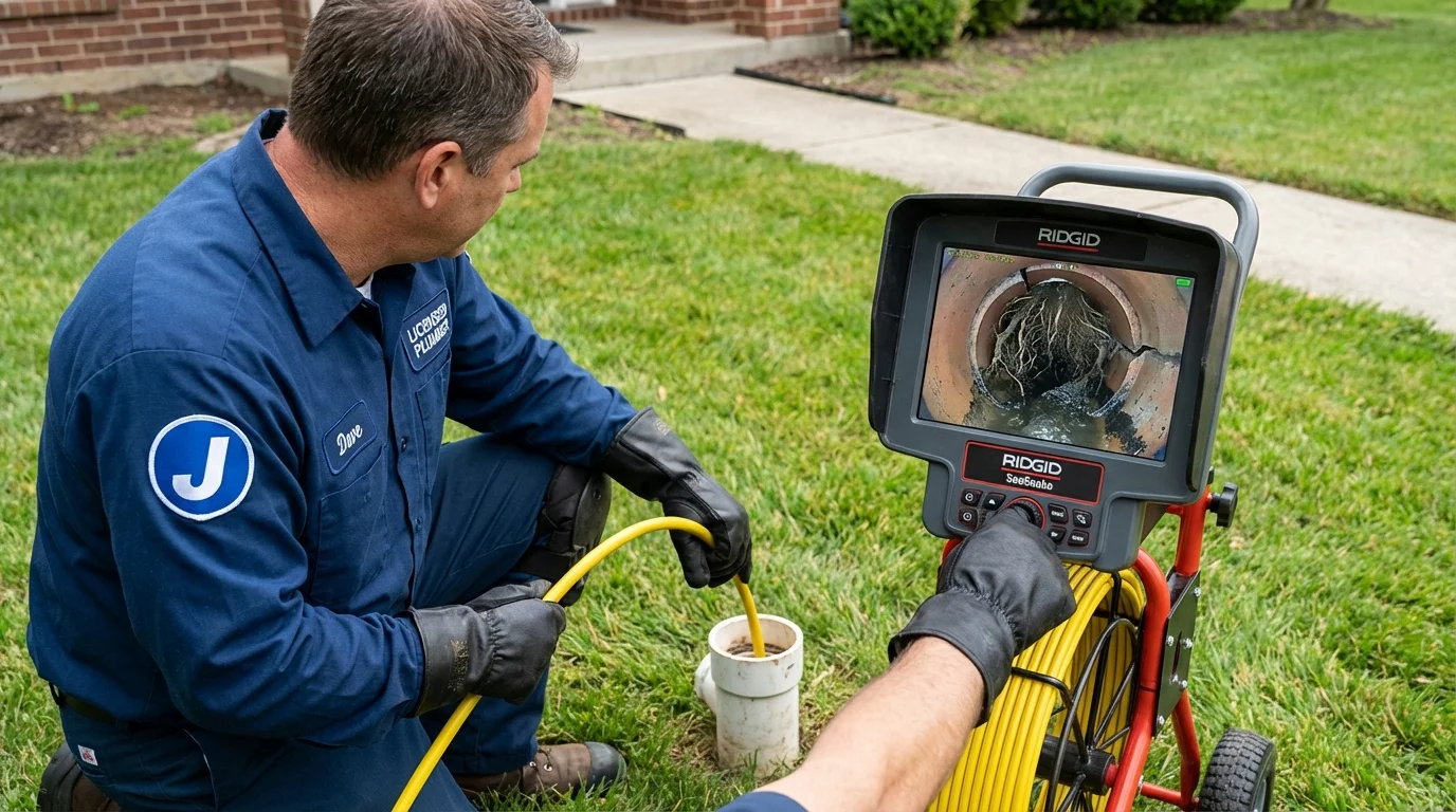 Sewer camera inspection being performed by Johns Plumbing LLC in Hamilton