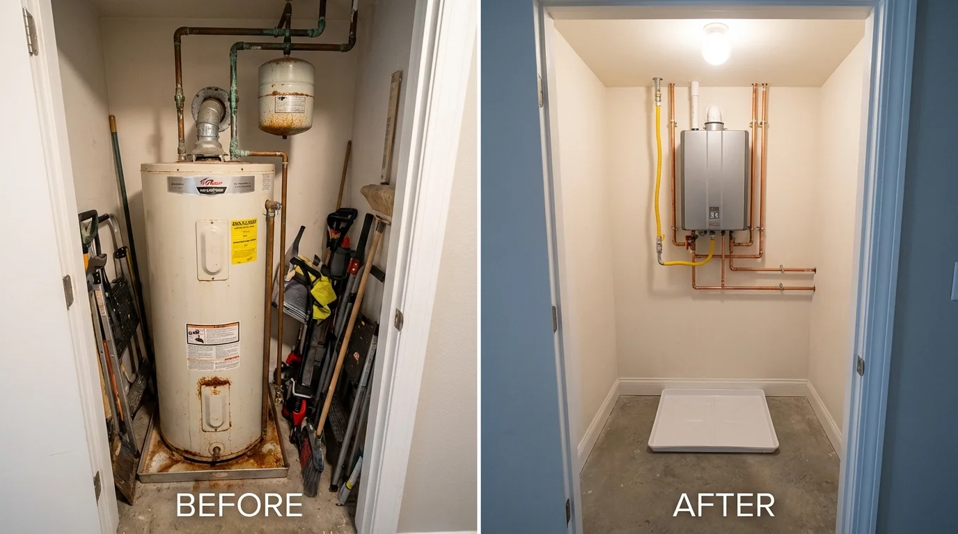 Tank water heater versus wall-mounted tankless unit comparison for Hamilton, OH homeowners